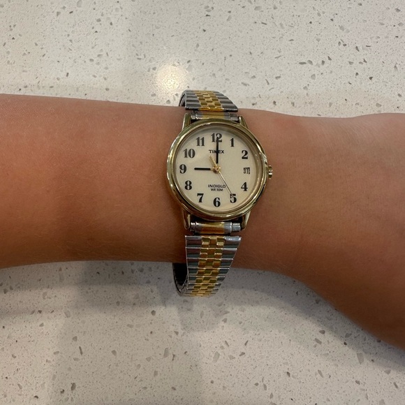 Timex Indiglo Two-Tone Gold and Silver Water Resistant Watch - Picture 1 of 5